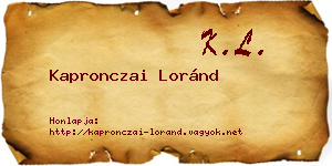Kapronczai Loránd névjegykártya
